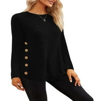 Niveer Women Love Solid Boja majica Dame Lagane pulover dugih rukava Dnevna haljina Baggy Casual Tee Black L