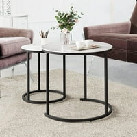 Okrugli kafe set od 2, modernog akcentnog mramornog teksture stolovi za kavu za dnevni boravak, stol za gniježđenje za recepciju i uredsku sobu