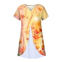 Bazyrey ljetne haljine za žene Ležerne haljine ženske V izrez Loose kratki rukav A-line srušiti narančasta 3xl