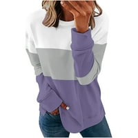 Ženski duks dugih rukava okrugli vrat Duks boja blok pulover bluze za žene casual patchwork osnovni