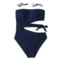 Ženski bandeau jedno kupaće kostim bez kostim za kravatu za kravate za kupanje seksi seksi izrezao Monokini kupaći kostimi Bikini set