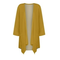 Stalni ljetni džemper Ženski gradijent Ispis nepravilni kardigan s tri četvrtine s džepnim jaknom Žuta