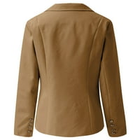 Žene Ležerne prilične jakne dugih rukava Ženska kaputa za blubu za bluzu ženske bluze i odijelo Khaki XXXL