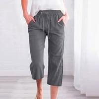 Pedort Loose hlače za žene široke noge elastične visokog struka LONG HLAČE Ljeto Ležerne prilike pamučne