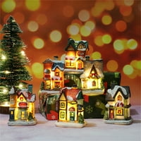Vnanda božićna sela osvijetljena Xmas selu Kuće sa figurice Mali božićni grad Scena Kolekcionarski odmor