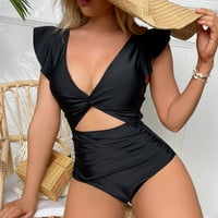 Hoksml skromni kupaći kostim, nova modna čvrsta boja izdubljena jednodijelna viška struka seksi čipka