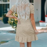 Ženska ljuljačka mini pamučna obrisana platna ljetna polka dot patchwork vintage trendur haljine casual