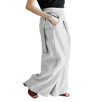 HAITE HIGH SQUAT Striped hlače sa dnevnom boravkom ravna ležaljka sa džepovima čipkaste pantalone bijeli