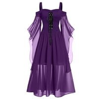 Bazyrey Women Halter lakat-duljina puna maxi haljina ženska ležerna plus veličine Leptir Halloween Gothic