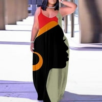 Ženska moda Summe Sun Haljine duge špagete Podesiva remena bez rukava bez rukava Ležerna Duga Maxi haljina za žene sa džepovima crna 5xl