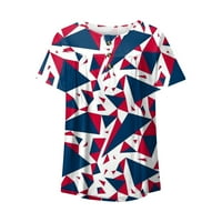 Ženski ljetni vrhovi Ležerni modni kratki rukav V rect majice za majice na prevelikoj američkoj zastavi