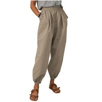 Wozhidaoke teretni hlače WOOL plus džepne pantalone veličine bijele hlače za žene hlače zategnutost