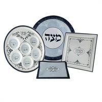 Zion Judaica 4-komadna sederska ploča u plavoj boji