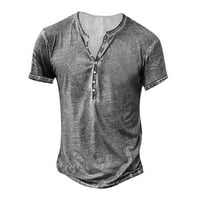 Muška majica Henley Retro kratkih rukava majica kratkih rukava dolje Osnovne ljetne majice za muškarce