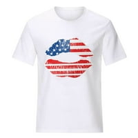 Hanas vrhovi ženske američke zastave Majica kratkih rukava Casual Stars and Stripes Patrio Tops bijeli