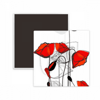Crveno cvijeće umjetnička linija slikarskog kukuruznog kvadrata CERACS Frižider Magnet održava memento