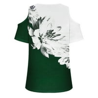 HFYIHGF Women Hladno ramena Ljetni ležerni trendy kratki rukav V izrez T majice Cvjetne grafike Tees