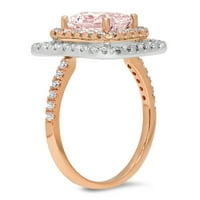 2.63ct smaragdni rez ružičasti simulirani dijamant 18k ružičasto bijelo zlato graviranje izjava godišnjica