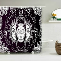 Crno bijelo sunčeva mjesec tuš za zavjese s ciradom za kupaonicu 3D tisak Indija Bohemia tkanina vodootporna