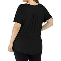 Košulje s popustom za žene Teen Grils Modna odjeća Kratki rukav Prevelici Dugme V-izrez Tee Majica Casual