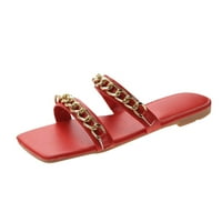Papuče za ženske modne proljeće ljetne žene papuče metalni lanac ravna peta ravna ležerna plaža cipele
