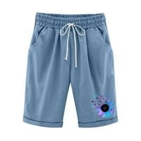 Wozhidaose Capri hlače za žene ljetne visoke struk pamučne pantalone plus veličine kratkih kratkih plaža