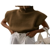 Afunbaby Womens pleteni džemper prsluk turtleneck bez rukava pletene tenkove pletene majice
