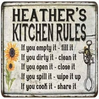 Heather's Kuhinjska pravila Chic Sign Vintage Decor Metal Sign 112180032056
