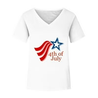 Košulje od 4. jula za žene plus veličine modne novost Američka zastava Ispis kratkih rukava V izrez