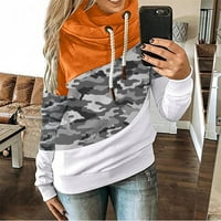 Ušteda ženska modna dukserica džepna vučna pulover vrhove kamuflažnog ispisa patchwork casual comen ženske hoodie duksere u trendandi odjeću za žene narančasta