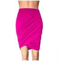 Qazqa Fashion Ladys Suknja Naglasak poprečna struka Čvrsta ležerna tanka osnovna suknja vruća ružičasta