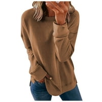 Košulje s dugim rukavima za žene Casual Solid CrewNeck Comfy Fit Dukseri Pulover Basic Tops Proljetna