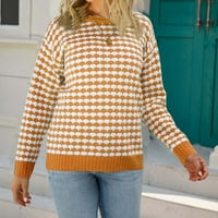 Voncos džemperi za žene - pulover na caresu casual dugih rukava okrugli izrez ženske džempere vrhovi narančaste veličine m