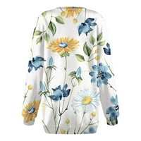 SKSLOEG WOMENS TOPLES Ležerne ljetne cvjetne tiskane duksere majica slatka cvijeća Grafički labavi tees