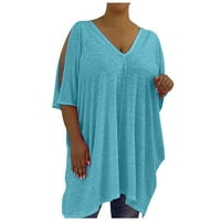 Ženska ženska plus veličine Tunic vrhovi kratkih rukava V izrez majica labave bluze 5xl