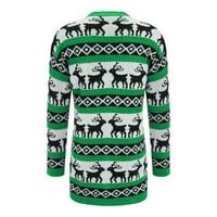 Riforla ženska jesen i zimski božićni jelen Cardigan srednja dužina božićna džemper jakna kardigani za žene zelene xl