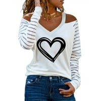 Olyvenn Rollback Sretan dan zaljubljenih grafičkim ljubavnim srcem Print Slim Fit Ljetni tunik T Košulje
