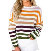 Ženski džemper Rainbow Šareni prugasti džemperi Ležerne prilike pulover vrhovi estetski džemper prugasti