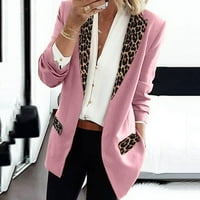 Funicet Blazer jakne za žene Fahion Ženski rever rt Leopard Notch Laple-Blazer Casual Office odijelo