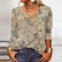 Ženske bluze i vrhovi Dressy New V-izrez modni print dugih rukava majica Slim Top Casual Tops bluzes