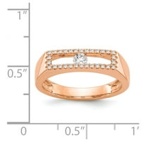 Čvrsti 14K ružični polirani dijamantni prsten - veličine 9