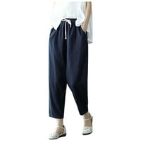 Ženske nove dolaske, AXXD Slobodno vrijeme Solid Deveta hlače Džepovi labave hlače Žene hlače za čišćenje odjeće ispod $ mornaričke 10