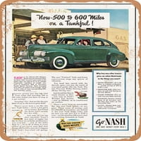 Metalni znak - Nash ambasador Četiri vrata Slipstream Sedan sada na milje na zahvalnom vintage ad -