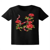 Prekrasne ruže i koralne zmijske majice žene -Image by shutterstock, ženska x-velika