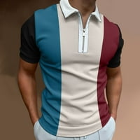 Muška Polo košulja Ljeto odijelo Ležerne prilike patent zatvarače Up Block Color Suit Golf Majica Plavi