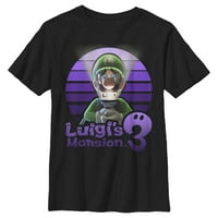 Dječakov masion Nintendo Luigi Logo Grafički tee crni veliki