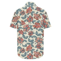USMIXI ženske košulje V-izrez kratki rukav cvjetni print ljetni slatki vrhovi casual labav fit gumb