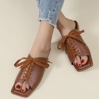 Aueoeo Boho sandale za žene, ženske ljetne sandale Peep Toe čipke papuče stanovi sandale casual svakodnevno hodanje sandale klizne cipele