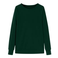 Entyinea ženske modne dukseve Slouchy dugih rukava za ispis majica pulover Green XXL