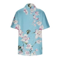 Ljetne majice za žene isključivanje gumb dolje bluza kratkih rukava gradijentne majice cvjetne tiskane